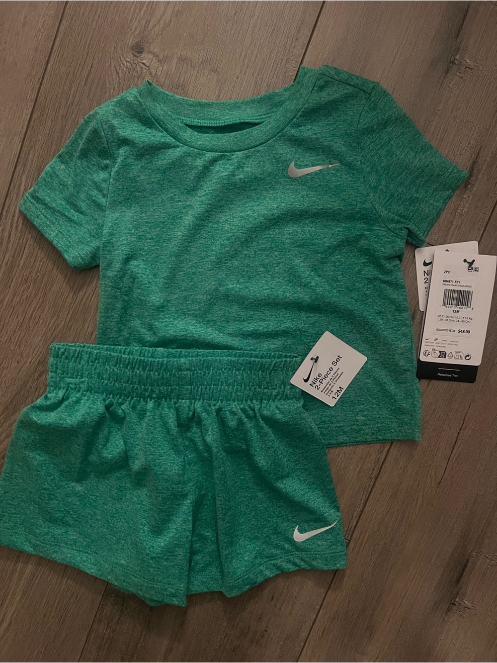 Nike Kids Heather Teal Green Active Tee & Shorts Set